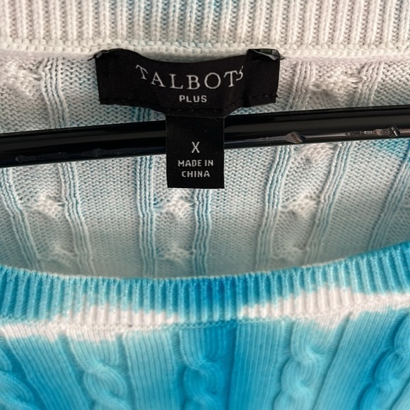 Talbots Women’s Plus Size X Blue And White Tie Dye Cable Sweater NWOT - Picture 2 of 6